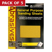 Centurion Abrasives Assorted Sandpaper Sheets, Pack of 5 | FiveLitre — bulk sizes, trade prices