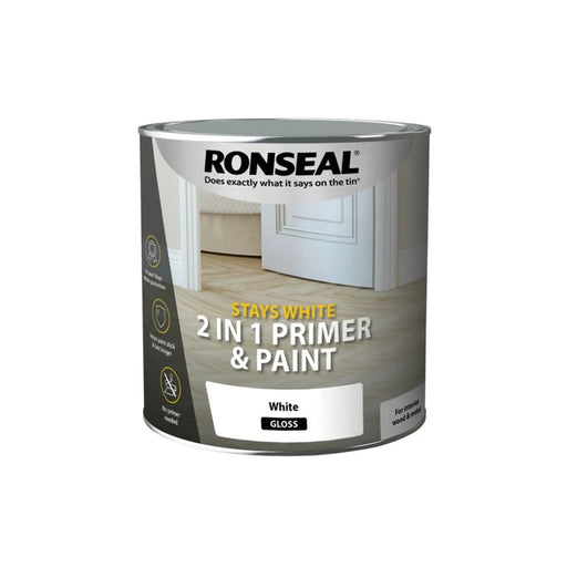 Ronseal Stay White 2in1 Primer & Paint 2.5L White Gloss | FiveLitre — bulk sizes, trade prices