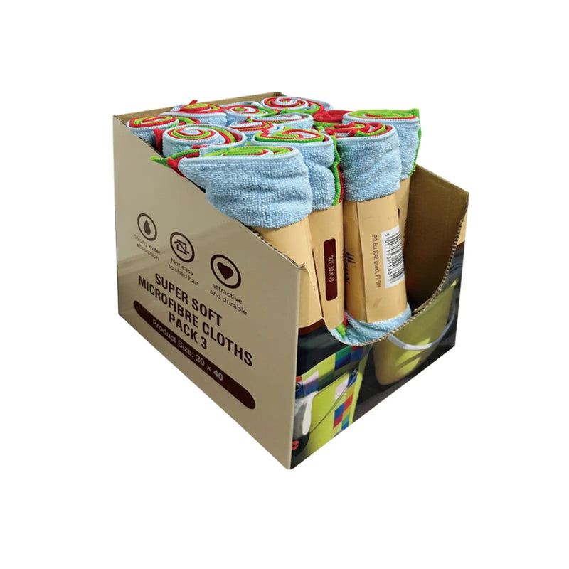 Groundsman Super Soft Microfibre Cloths 40 x 30cm Pack 3 | FiveLitre — bulk sizes, trade prices