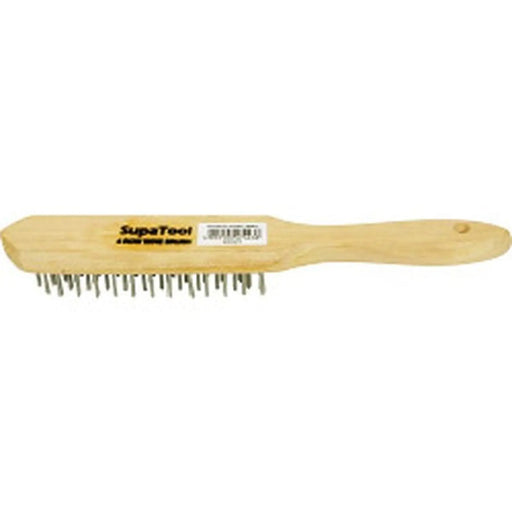 SupaTool Wire Brush With Oak Handle 4 Rows | FiveLitre — bulk sizes, trade prices